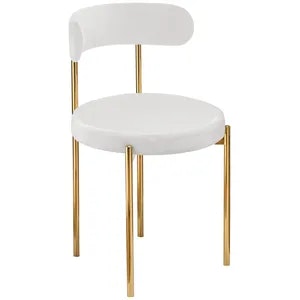 Стул «Лира» золотой, белый теплый бархат