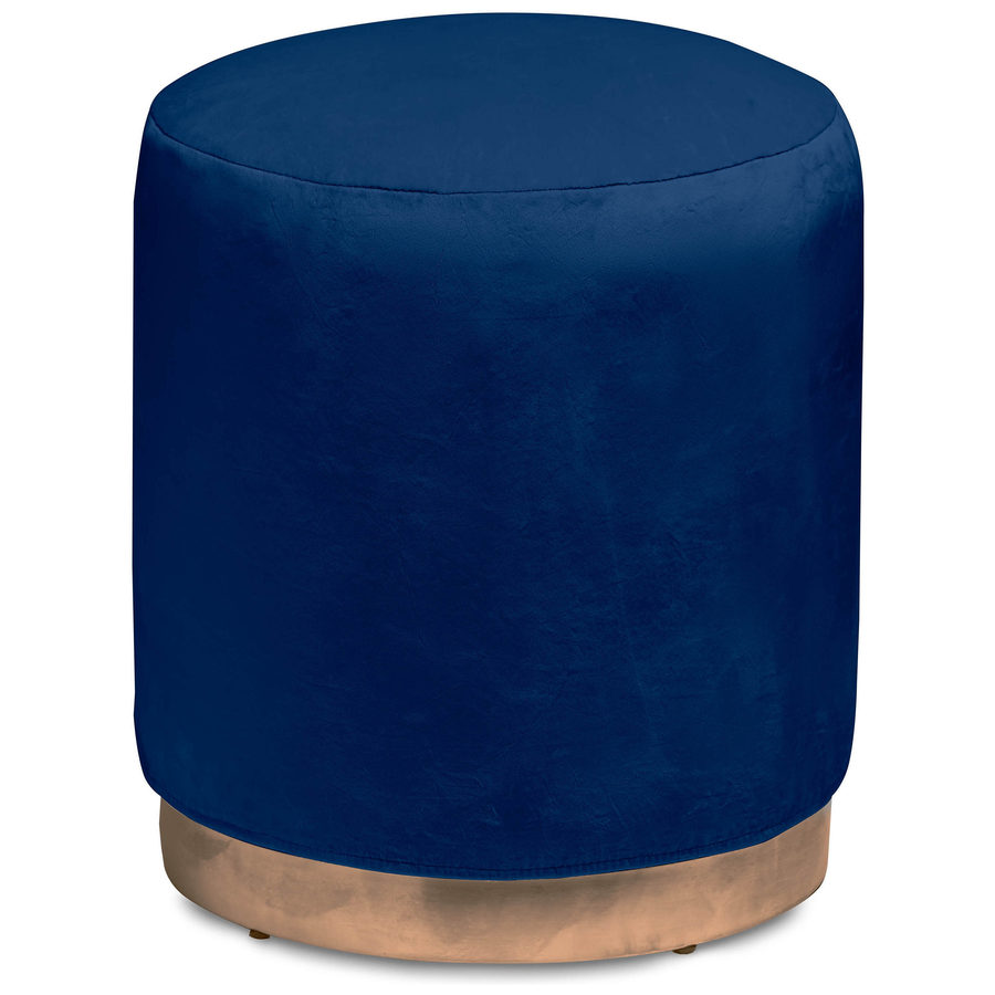 Пуф «Круг» золотой, темно-синий бархат - Фото миниатюра 1