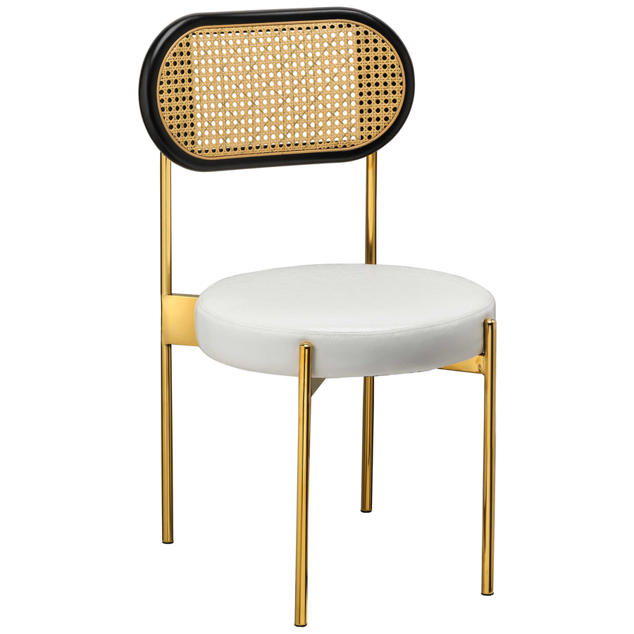 Стул «Тотем» золотой с ротанговый спинкой черной - Фото миниатюра 1