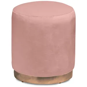 Пуф «Круг» золотой, розовый бархат