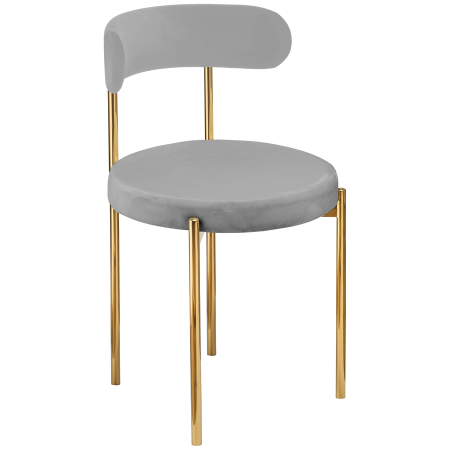 Стул «Лира» золотой, серый бархат - Фото миниатюра 1