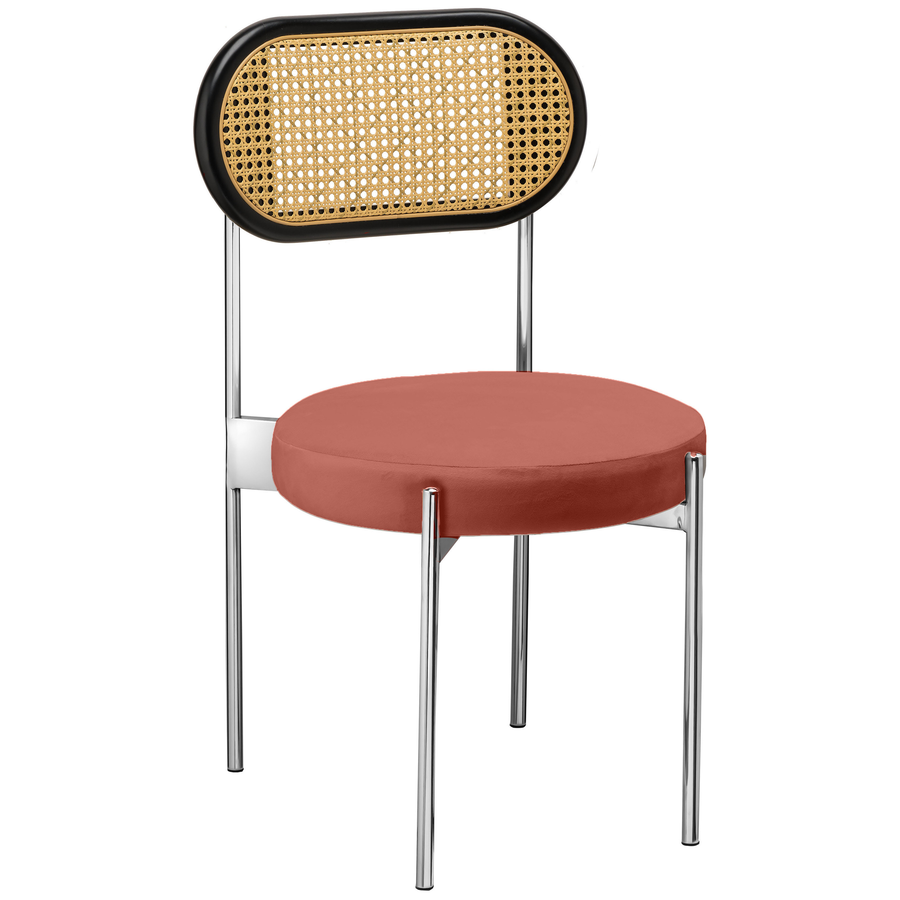 Стул «Тотем» серебряный, марсала бархат с ротанговый спинкой черной - Фото миниатюра 1