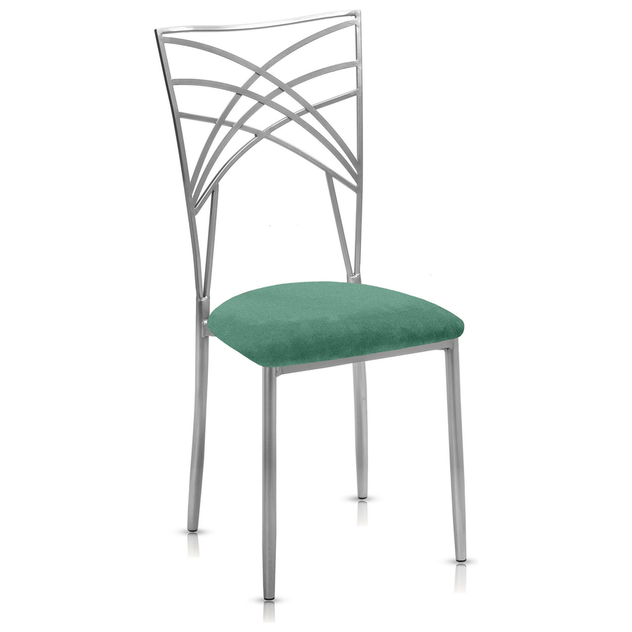 Стул «Хамелеон» серебряный, шалфейная подушка из бархата - Фото миниатюра 1