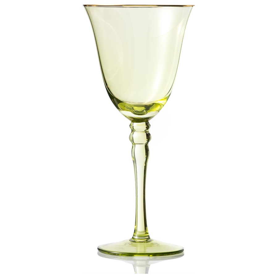 Бокал "Кения" зелёный с золотой каймой для бел.вина 250 мл. - Фото миниатюра 1