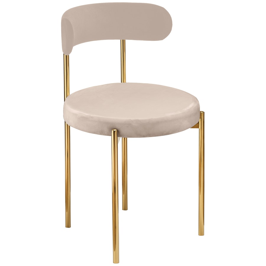 Стул «Лира» золотой, серо-бежевый теплый бархат - Фото миниатюра 1