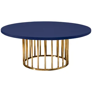 Стол «Арис» круглый, столешница бархат синий