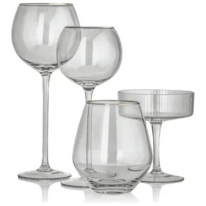 Стакан «Санко» дымчатый с золотым кантом - Фото 2