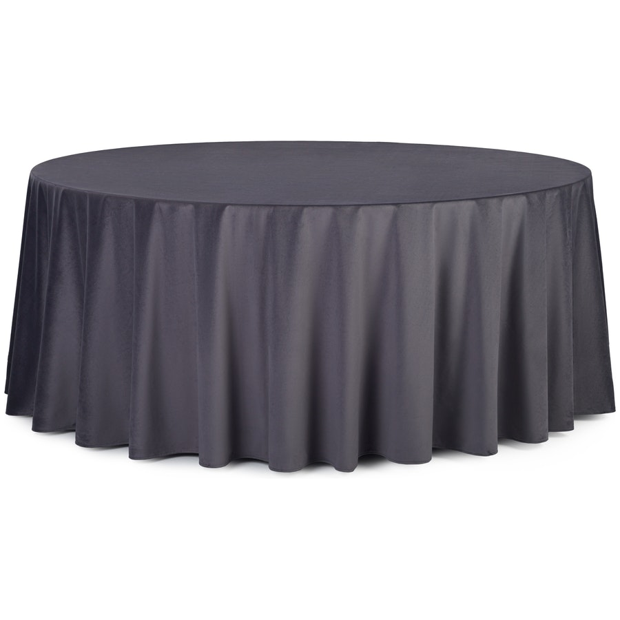 Скатерть круглая бархатная графитовая - Фото миниатюра 1