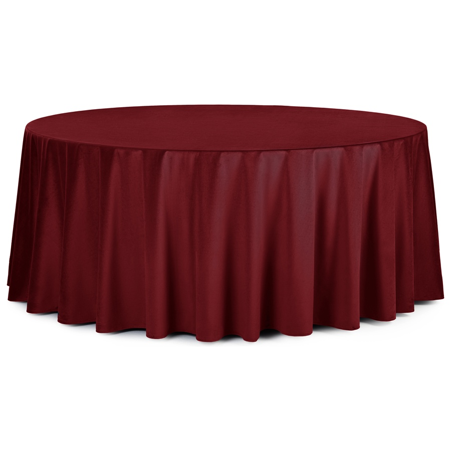 Скатерть круглая бархатная бордовая - Фото миниатюра 1