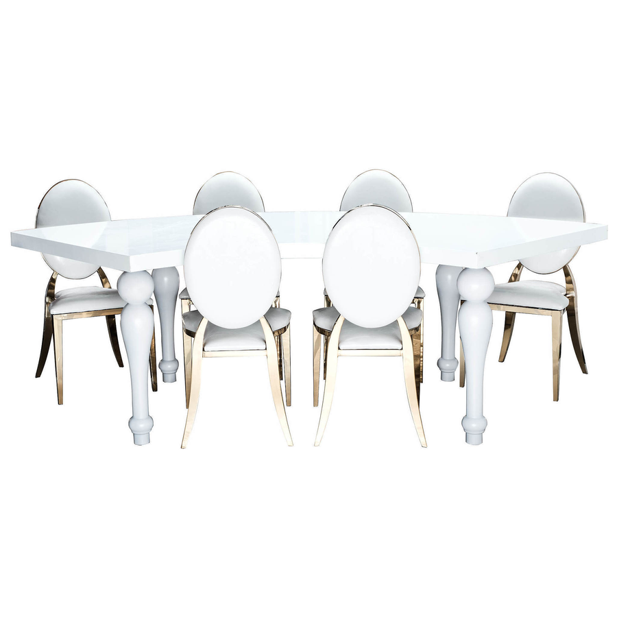 Стол «Змейка» 1 часть с белыми ножками - Фото миниатюра 2