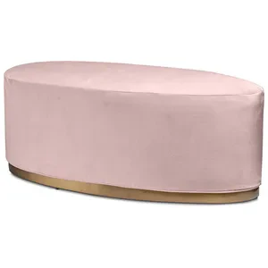 Пуф «Овал» золотой, пыльно-розовый бархат