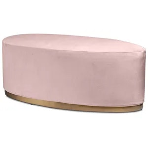 Пуф «Овал» золотой, пыльно-розовый бархат