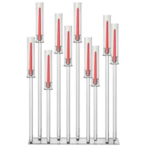 Канделябр «Роу» на 10 свечей прозрачный стеклянный - Фото 4