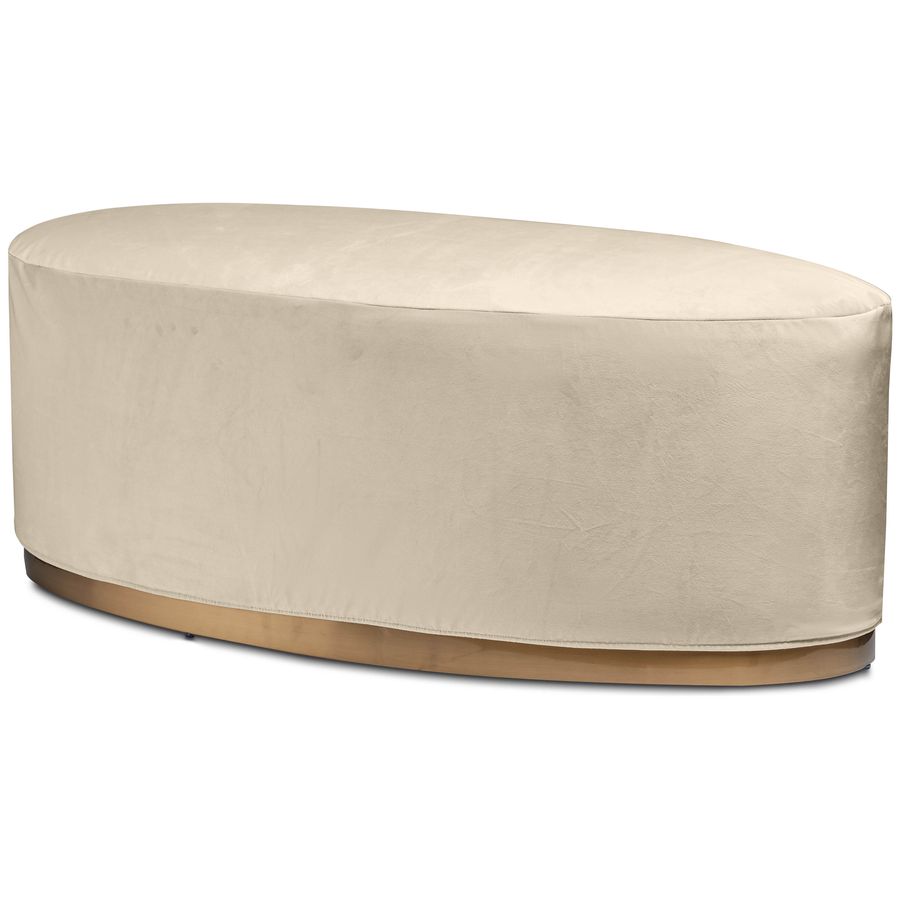 Чехол бархатный светло-бежевый для овального пуфа - Фото миниатюра 1