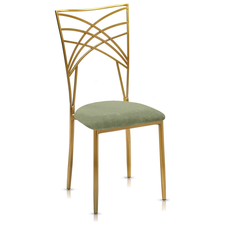 Стул Хамелеон золотой, пыльно-зеленая подушка из бархата - Фото миниатюра 1