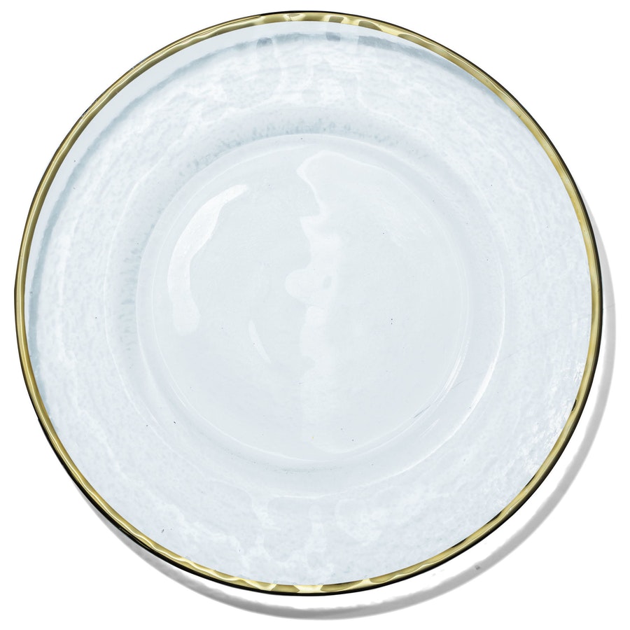 Подстановочная тарелка «Бари» прозрачная с золотой каймой - Фото миниатюра 1