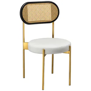 Стул «Тотем» золотой с ротанговый спинкой черной