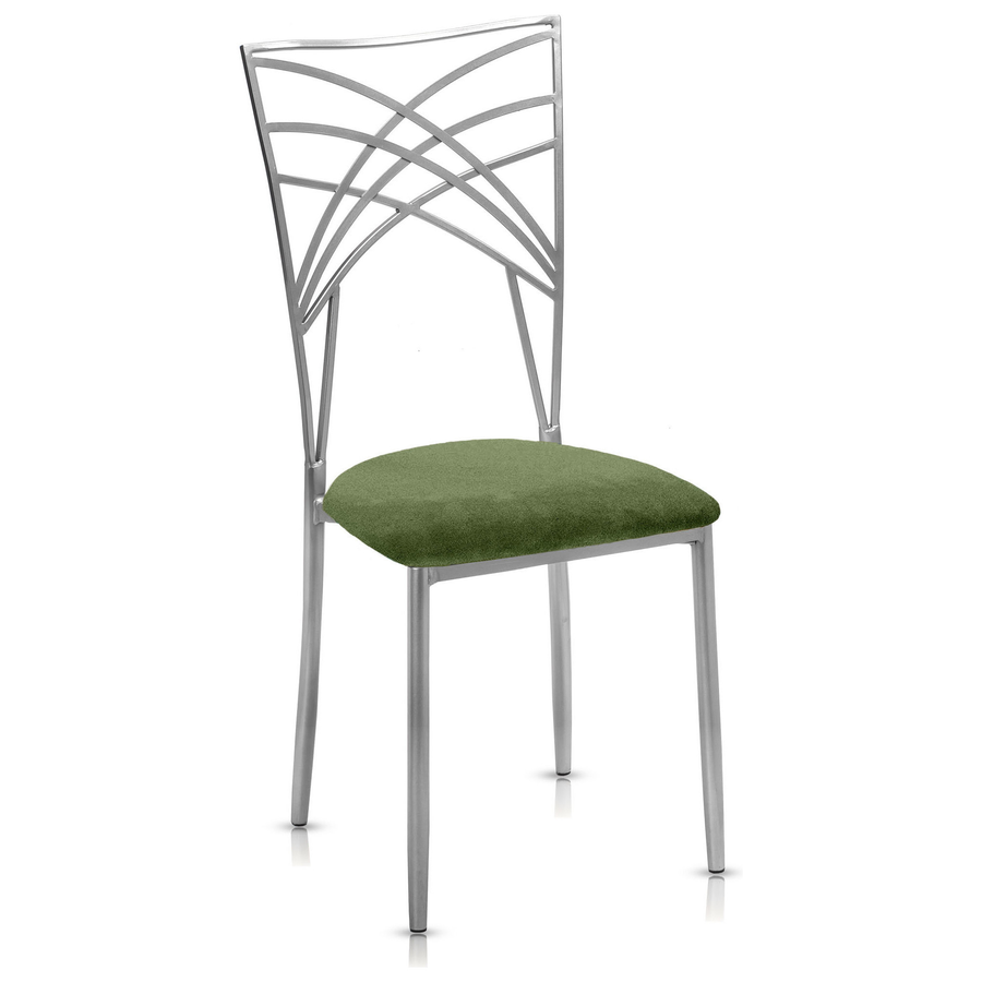 Стул «Хамелеон» серебряный, мшистая подушка из бархата - Фото миниатюра 1