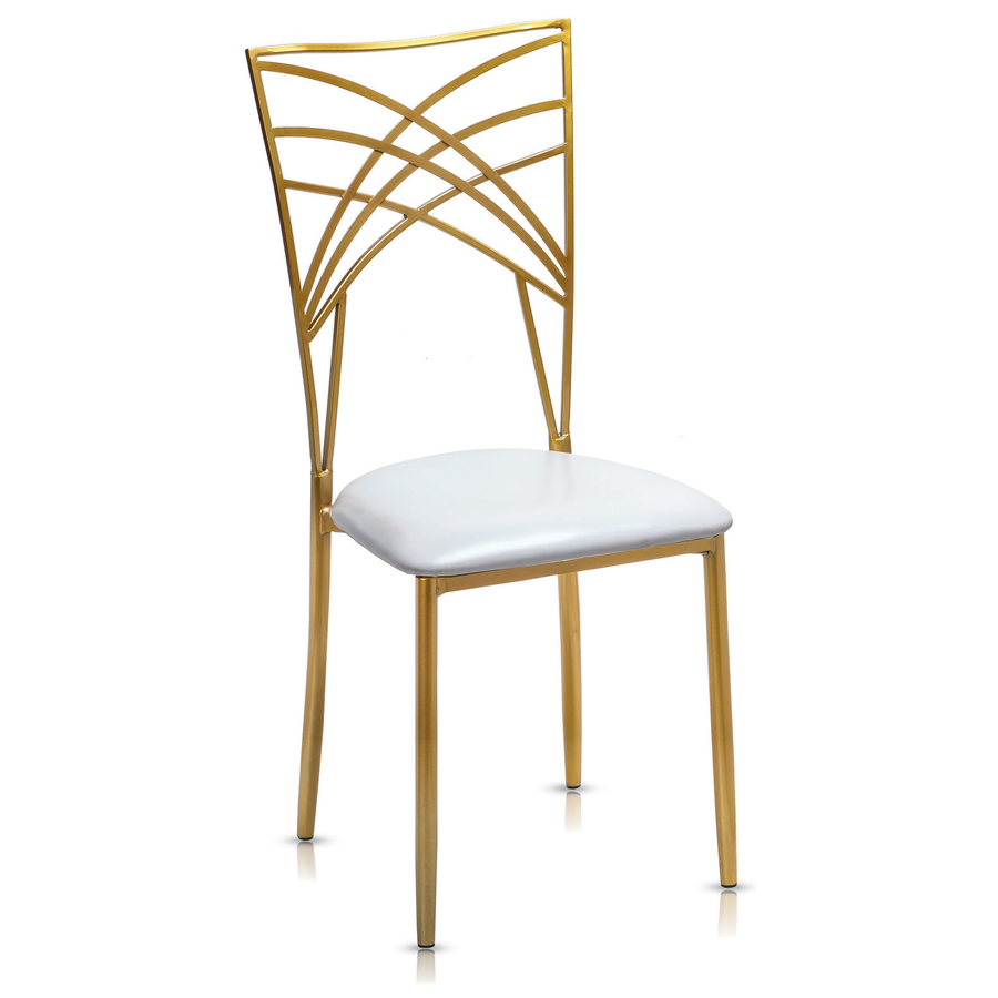 Стул «Хамелеон» золотой, белая подушка из кожи - Фото миниатюра 1