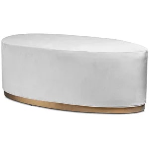 Пуф «Овал» золотой, белый бархат