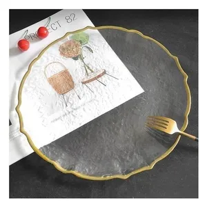 Подстановочная тарелка "Салак" прозрачная с золотой каймой - Фото 4
