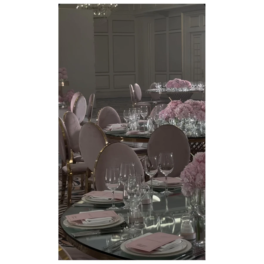 Стул «Вашингтон» золотой, пыльно-розовые подушки из бархата - Фото миниатюра 2