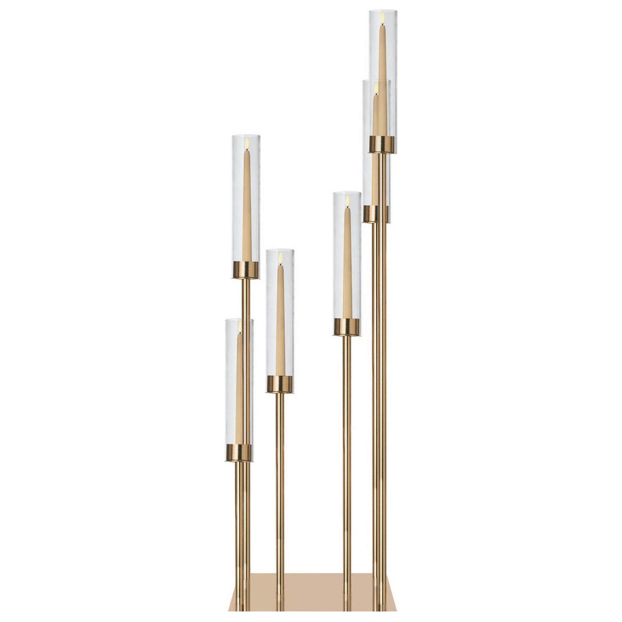 Канделябр «Тот» на 6 свечей золотой металлический - Фото миниатюра 4