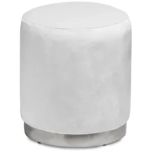 Пуф «Круг» серебряный, белый бархат