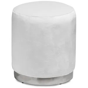 Пуф «Круг» серебряный, белый бархат