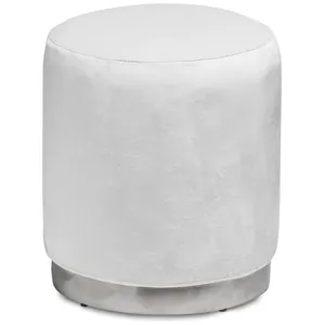 Пуф «Круг» серебряный, белый бархат