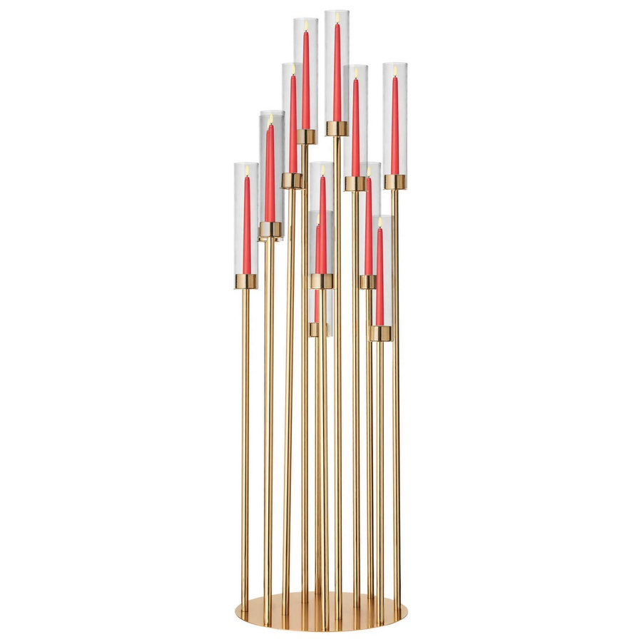 Канделябр «Пламп» на 12 свечей золотой металлический - Фото миниатюра 4