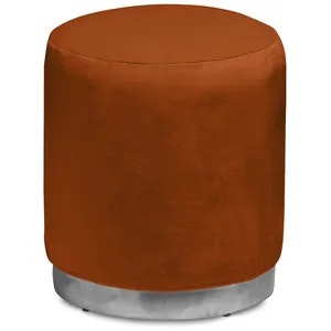 Пуф «Круг» серебряный, терракотовый бархат