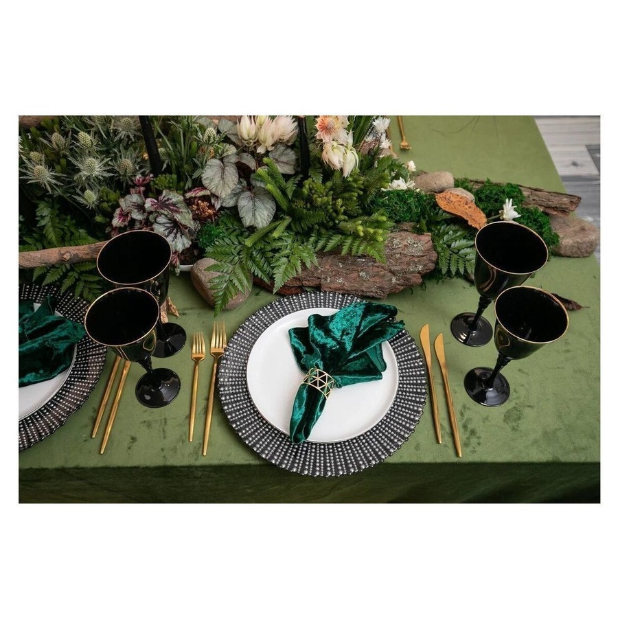 Скатерть прямоугольная широкая бархатная мшистая - Фото миниатюра 2