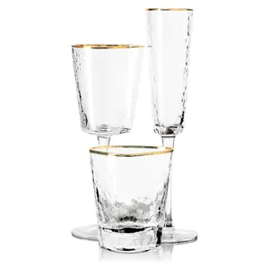 Стакан «Эванс» прозрачный с золотой каймой, 340 мл - Фото 2