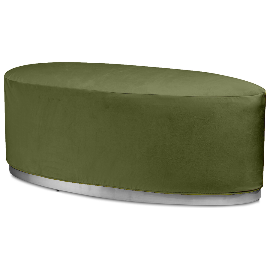 Пуф «Овал» серебряный, мшистый бархат - Фото миниатюра 1