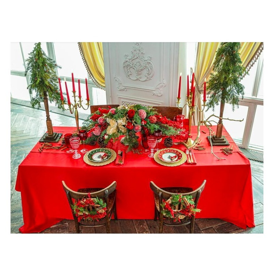 Скатерть прямоугольная габардин красная - Фото миниатюра 2