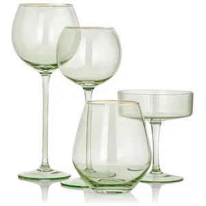 Стакан «Санко» оливковый с золотым кантом - Фото 2