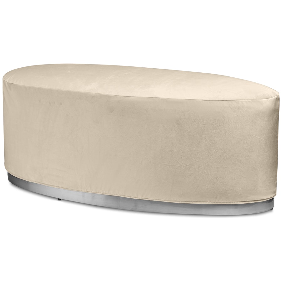 Пуф «Овал» серебряный, светло-бежевый бархат - Фото миниатюра 1