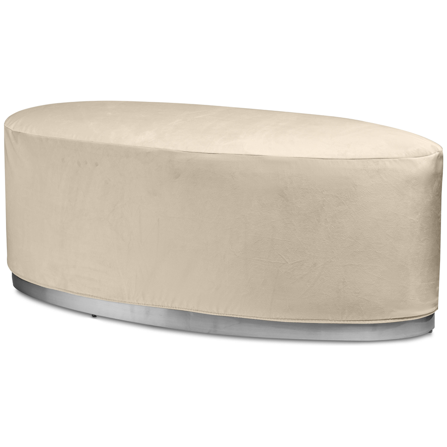 Пуф «Овал» серебряный, светло-бежевый бархат - Фото миниатюра 1