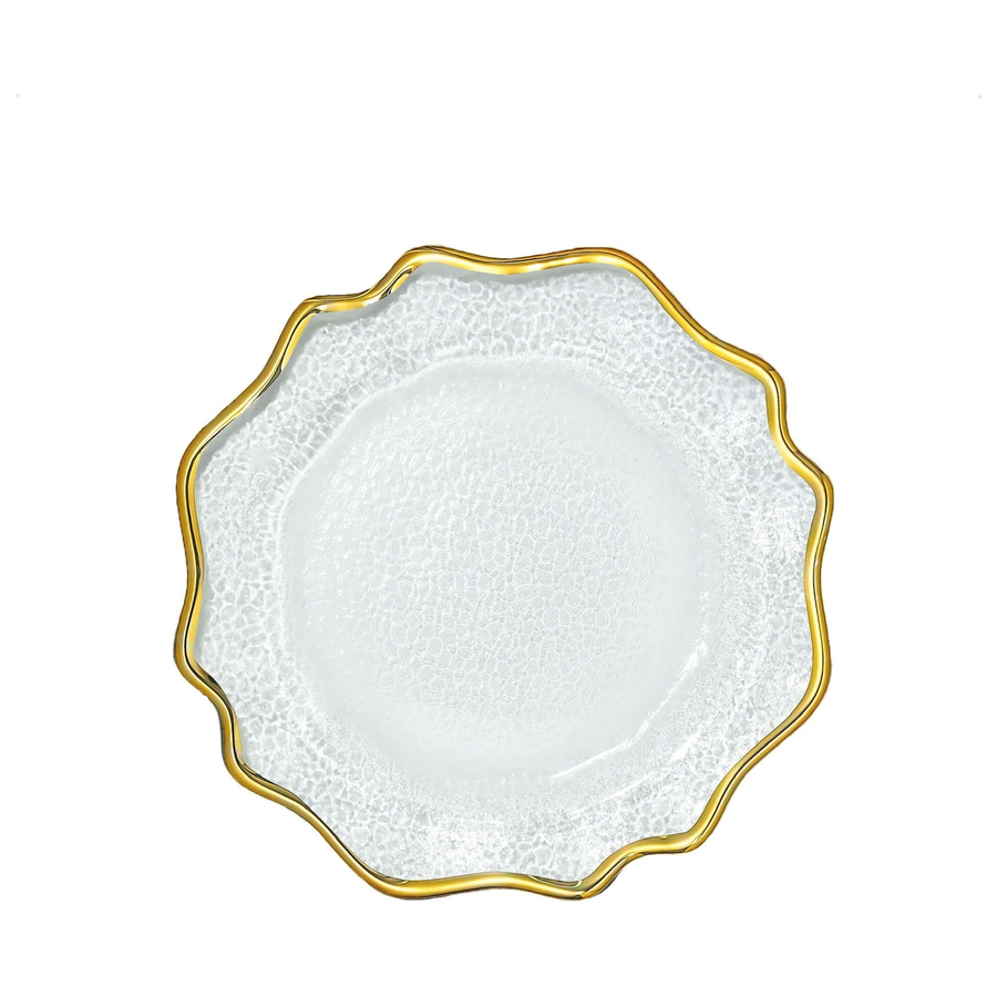 Закусочная тарелка «Фиона» прозрачная с золотой каймой - Фото миниатюра 1