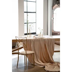 Скатерть круглая бархатная кремовая - Фото 5