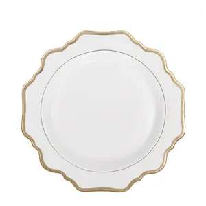 Обеденная тарелка «Тайга» белая с золотым кантом - Фото 1