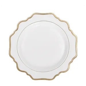 Обеденная тарелка «Тайга» белая с золотым кантом