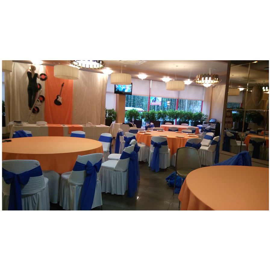 Скатерть круглая габардин оранжевая - Фото миниатюра 2