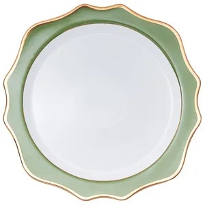 Подстановочная тарелка «Тайга» бело-зеленая с золотым кантом