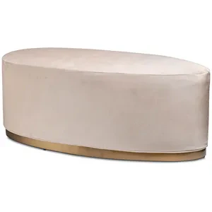 Пуф «Овал» золотой, кремовый бархат