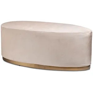 Пуф «Овал» золотой, кремовый бархат