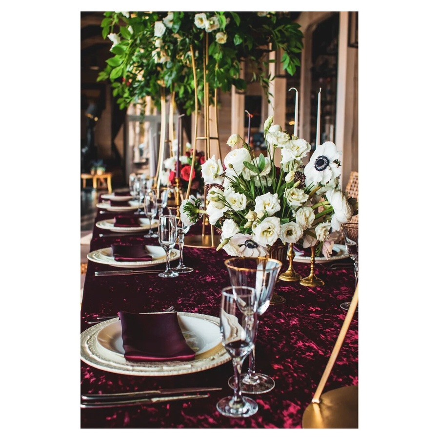 Скатерть прямоугольная, красный мраморный бархат - Фото миниатюра 3