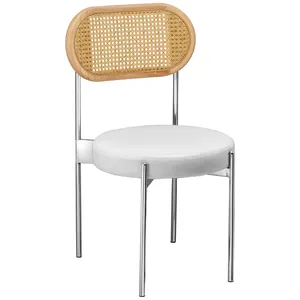 Стул «Тотем» серебряный с ротанговой спинкой натуральной - Фото 1