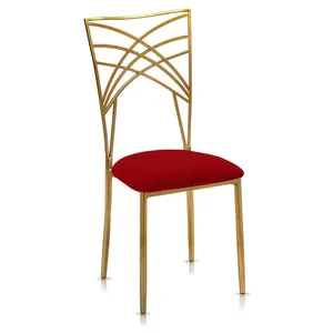 Стул «Хамелеон» золотой, красная подушка из бархата